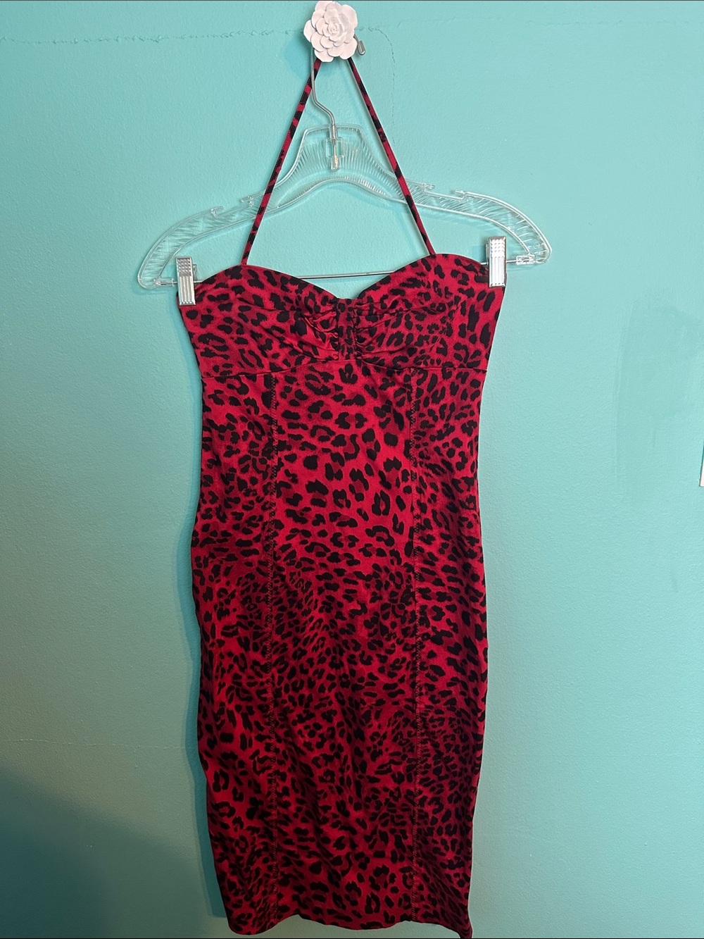 Bebe Red Animal Print Bodycon Night Out Dress S